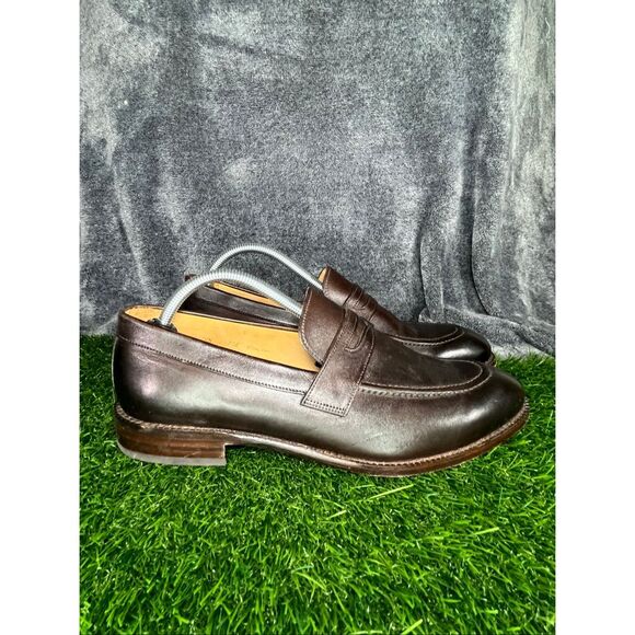 Beckett Simonon Brown Leather Penny Loafers Mens Size 10 Moc Toe Dress Shoes - Picture 3 of 8